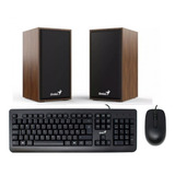 Kit Oficina Para Pc Teclado Mouse Y Parlantes Negros Genius