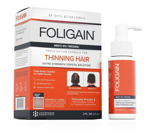 Foligain Fórmula Triple Acción Para Hombres 10% Trioxidil 