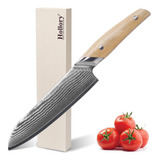 Cuchillo Santoku De Damasco  Cuchillo Japonés Santoku De 7 