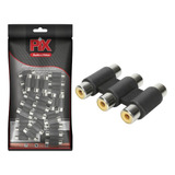 10x Conector Adaptador Emenda Rca Tripla Fêmea X Fêmea