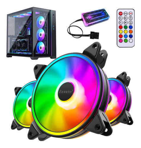 Kit 3 Ventiladores Rgb Gamer, 120mm Rgb Radiador De Caja