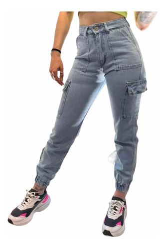 Jean Mom Cargo Con Puño.color Jean O En Verde.t:34 Al 46!new