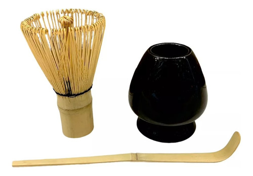 Set De Batidor Bambu P/te Matcha C/soporte Cerámica Cuchara