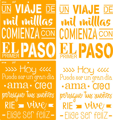 Stencil Plantilla Frases 30x30cm 2 Diseños Deco Stencils F03