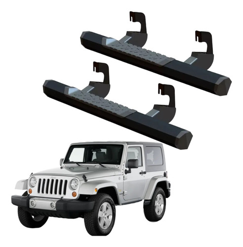 Estribos Serie 700 Negros Para Jeep Jk 2007 - 2018 2 Puertas