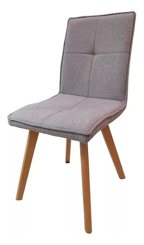 Silla Tulip Oslo Tapizada Nordica Patas Madera Lino Gris