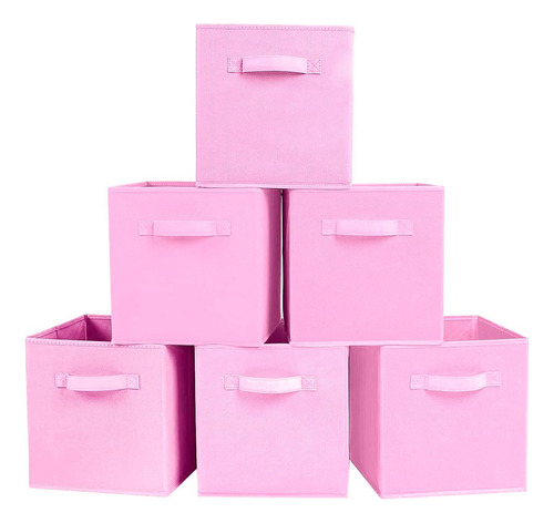 Kit 6 Cajas Almacenamiento Plegables Multiusos Ropa Cobijas Color Rosa Milan