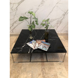 Mesa De Living 110x110  Mármol Negro Marquina Cromo. Sale