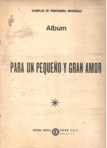 Partitura Original Álbum Para Un Pequeño Y Gran Amor Foto 2