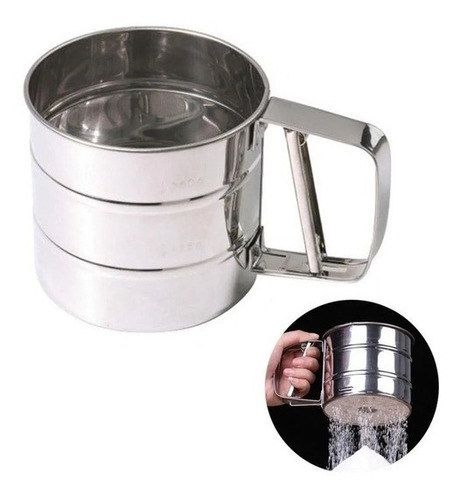 Caneca Polvilhador Farinha Gatilho Manual Inox Tapioqueira