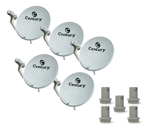 5 Antenas Century + 5 Lnbf Simples Century