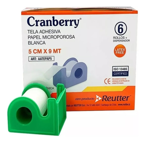 Tela Adhesiva Papel Microporosa Cranberry 5cm X 9m Caja 6 Un