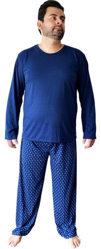 Pijama Masculino Plus Size Calça E Manga Longa Inverno Frio
