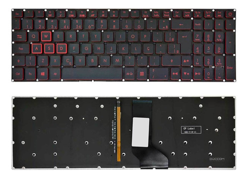 Teclado Portátil Acer Gamer Nitro 5 An515-52-52bw, Color Negro