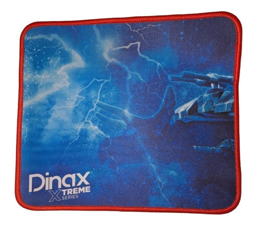 Mousepad Dinax Xtreme Series Diseño Gamer 23x20cm Color Azul Diseño Impreso Con Dibujo Y Detalles Bordeados En Borde Rojo