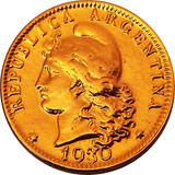 Argentina Moneda De 20 Centavos Año 1930 Bañado Con Oro 24k 