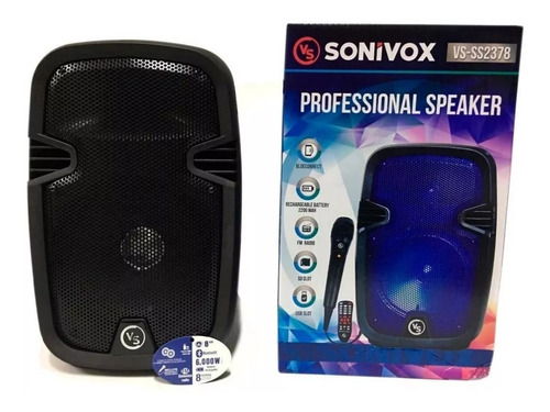 Parlante Recargable Cabina Sonivox De 8  Bluetooth+ Radiofm