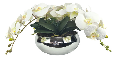 Arranjo Orquídea Artificial 3d Vaso De Vidro 4 Hastes