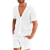 Conjunto De Praia Masculino Com Top Cropped E Shorts