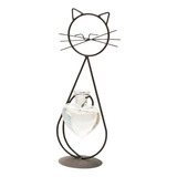 Macetero De Cristal Con Forma De Gato Para Escritorio, Negro