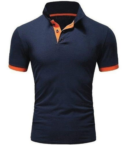 Chomba De Hombre Entallada - Manga Corta - Polo - Azul.