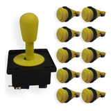Kit 10 Botões Nylon Com Micros + 1 Comando Completo Amarelo