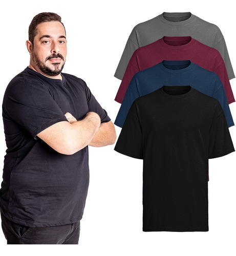 Kit 4 Camiseta Plus Size Masculina Algodão G1 Ao G3 By Zaroc