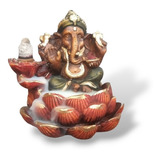 Incensário Cascata Porta Incenso Ganesha Na Flor De Lótus 