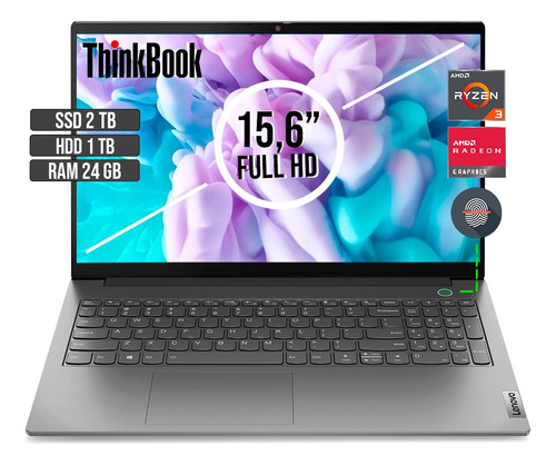 Lenovo Thinbook Amd Ryzen 3 5300u Ssd 2tb + Hdd1tb Ram 24gb