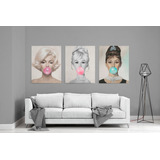 Set Cuadros Canvas Marilyn, Audrey Y Brigitte Gum 50x60 Cm