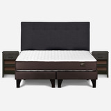 Cama Ergo T New King + Respaldo Bennet Grafito + Veladores