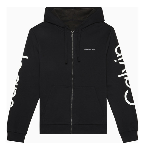 Sudadera Negra Con Cierre Y Logo Calvin Klein Hombre