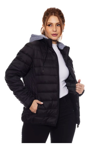 Jaqueta Casaco Puffer Feminina Forrada Com Capuz Importada