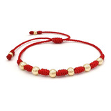 Pulsera 7 Nudos Hilo Rojo Oro Laminado 18k Iconic Store