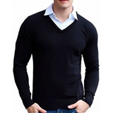 Sweater Pullover Hombre V Bremer Lana Angora Premium