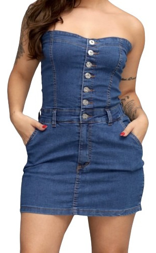 Vestido Jeans Com Elastano