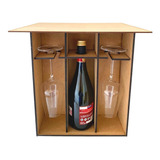 Caja Madera Mdf P/botella Vino Y 2copas S/bot S/copas Soport