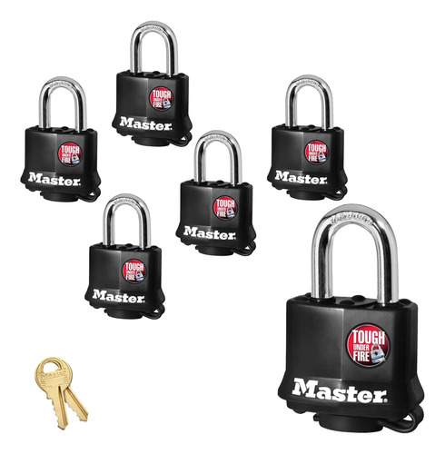 Master Lock (6) Candados Con Llaves Iguales Revestimiento Te