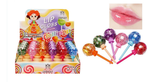 Pack 12 Brillo Labial Magico Lip Gloss Dulce Paleta Lollypop