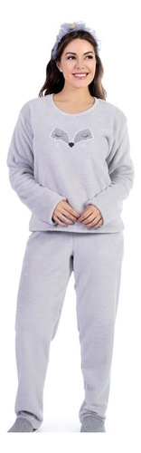Pijama Longo Feminino Raposa Fleece Cia Do Corpo 5104