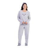 Pijama Longo Feminino Raposa Fleece Cia Do Corpo 5104