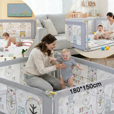 Corralito Plegable Para Bebé Corral Corrales 1.5m*1.8m,Altura 70cm,Casa Segura De Juegos Para Niños\u002FNiñas, Alta Calidad y Barato，Ventosas Antideslizantes,Engrosada Material Seguro Libre De BPA | Envío gratis