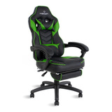 Cadeira De Escritório Healer Alien Gamer Ergonômica  Preto E Verde Com Estofado De Couro Sintético