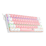 Teclado Mecânico Redragon Lakshmi Rosa Bran Rgb Switch Brown