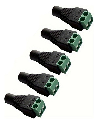 Pack 5 X Conector Ficha Plug Jack Hembra Alimentación Dc 