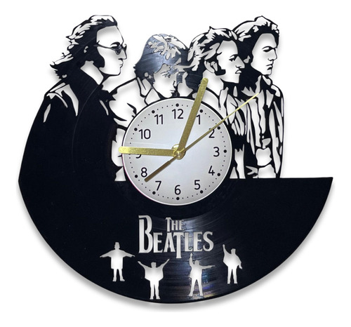 Reloj De Pared Beatles En Disco Vinilo Vintage Calado Laser 