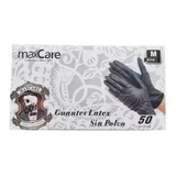 Guantes De Goma Latex 25 Pares Maxcare Negros 12037