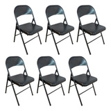 Silla Plegable De Metal Reforzada Liviana Y Cómoda Set X6 