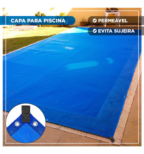 Capa Proteção Permeável Folhas Piscina Fibra 8,5x4,5