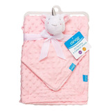 Kit Cobertor Infantil Com Naninha Unicórnio Rosa Clingo